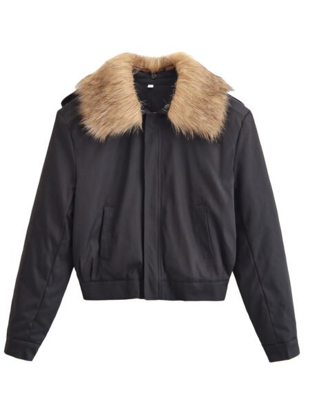 Office Fur Collar Cotton Jacket Coat for Women