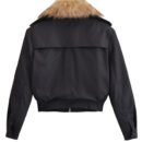 Office Fur Collar Cotton Jacket Coat for Women