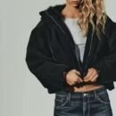 Casual Short Black Hooded Jacket for Women