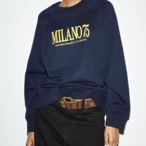 Autumn Loose Fit Printed Round Neck Sweater for Everyday Casual Style