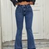 Embroidered Pocket Stretch Bootcut Jeans for Women – Micro Trumpet Style
