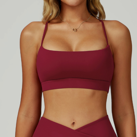Nude-Feel Cross-Back Yoga Sports Bra for Women