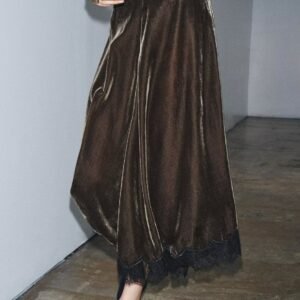 Women Clothing Top Elegant Velvet Lace Skirt