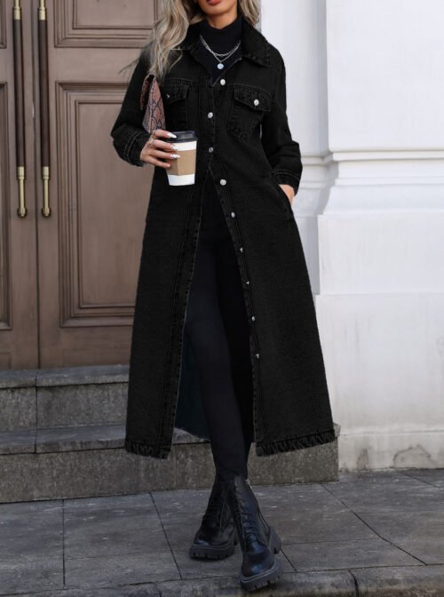Oversized Denim Jacket Coat for Women – Fall Winter Essential