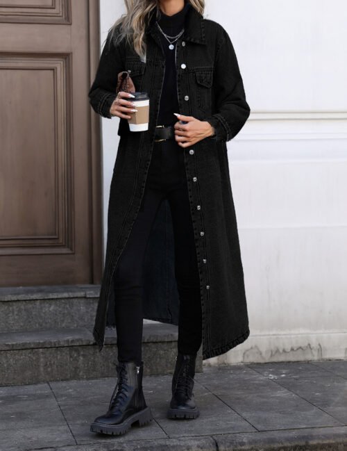 Oversized Denim Jacket Coat for Women – Fall Winter Essential