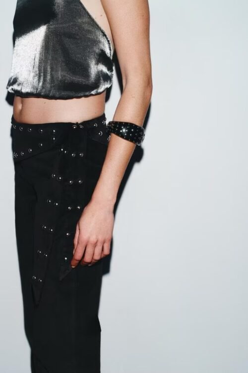 Autumn Winter Lace-Up Rivet Bootcut Pants for Women