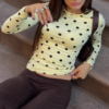 Women Autumn Round Neck Long Sleeve Polka Dot Print Slim Fit Bottoming T-Shirt
