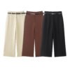 Summer Curling Trousers with Belt Three Color Trousers