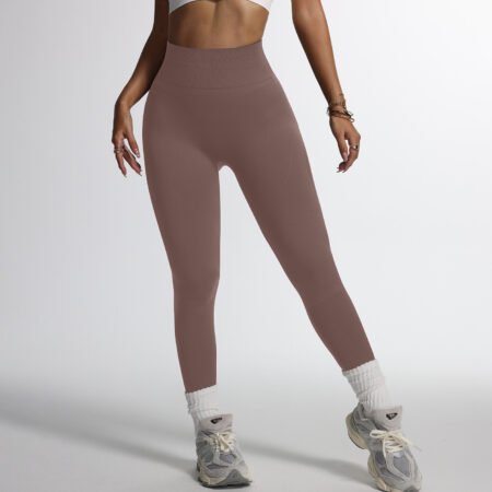 High Waist Peach Hip Lifting Yoga Pants – Seamless Fitness Trousers