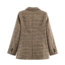 Women’s Plaid Straight-Cut Blazer with Elegant Tailoring