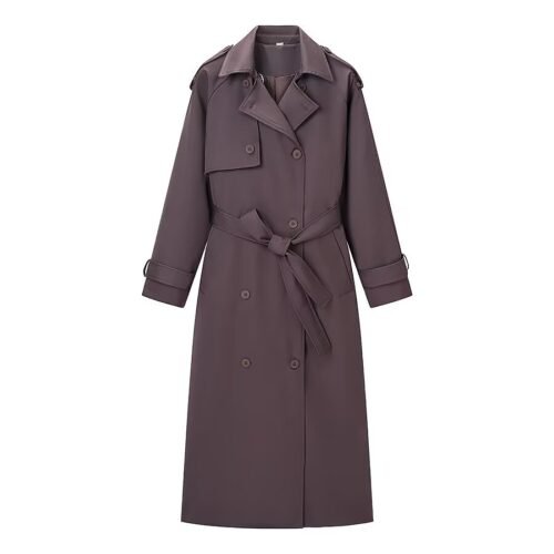 Stand Collar Mid-Length Cotton Trench Coat