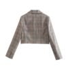 Women’s Summer Plaid Short Blazer with One-Button Closure