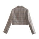 Women’s Summer Plaid Short Blazer with One-Button Closure