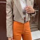 Women’s Summer Plaid Short Blazer with One-Button Closure