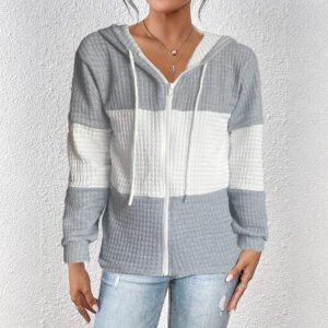 Contrast Plaid Long Sleeve Hoodie for Autumn Casual Wear