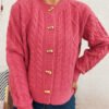 Retro Twist Knit Single-Breasted Cardigan Sweater Coat