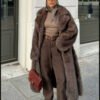 Women’s Vintage Brown Faux Fur Coat – High-Grade Winter Jacket