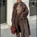 Women’s Vintage Brown Faux Fur Coat – High-Grade Winter Jacket