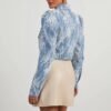 Spring Casual Floral Lace Detail Denim Jacket for Women