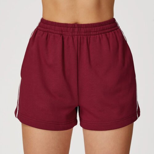High Waist Loose Contrast Color Sports Shorts with Pockets for Women