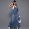 Plus Size Cool Suspender Denim Mini Skirt for Women