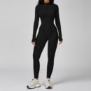 PowerFlex Contrast Zip‑Front Fitness Jumpsuit
