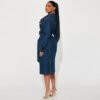 Long Sleeve Denim Jacket-Inspired Mid Length Dress for Women