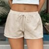 Casual Vacation Striped Drawstring Shorts Women