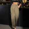 Wide Leg Pants Women Elegant Glossy Satin Party Pants High Sense