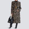 Leopard Jacquard Belted Long Trench Coat