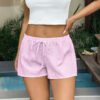 Casual Vacation Striped Drawstring Shorts Women