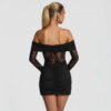 Autumn Winter Off-Shoulder Lace Stitch Slim Hip Mini Dress