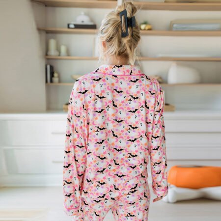 Cute Halloween Print Multi-Button Pajama Set for Women