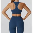 Brushed Contrast Color H-Back Yoga Sports Bra for Women