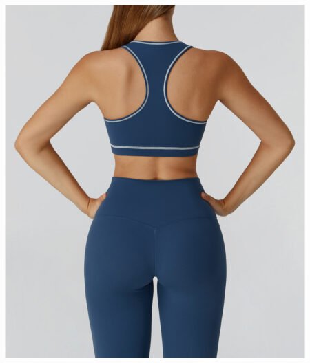 Brushed Contrast Color H-Back Yoga Sports Bra for Women