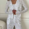 Knitted Jacquard Three-Piece Pajama Set