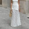 Elegant White Lace Fishtail Maxi Skirt for Beach & Autumn Styling