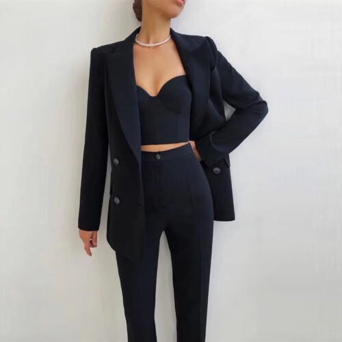 Elegant Three-Piece Business Blazer Suit Set for Women