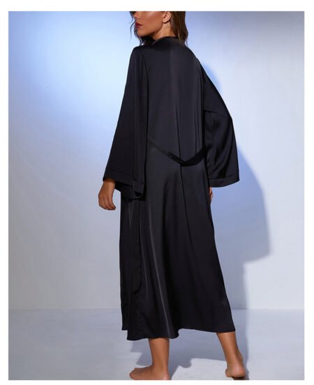 Sexy Leopard Print Satin Tie Nightgown & Bathrobe for Women