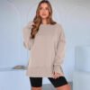 Solid Color Loose Sports Long Sleeve Pullover Sweatshirt