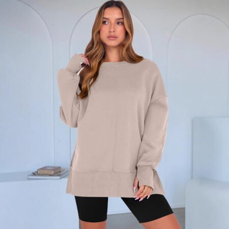 Solid Color Loose Sports Long Sleeve Pullover Sweatshirt