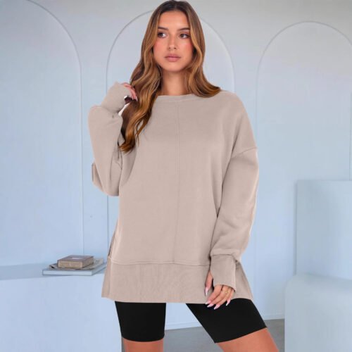 Solid Color Loose Sports Long Sleeve Pullover Sweatshirt