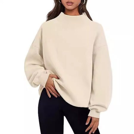 Loose Fit Solid Color Sports Pullover Sweatshirt for Women