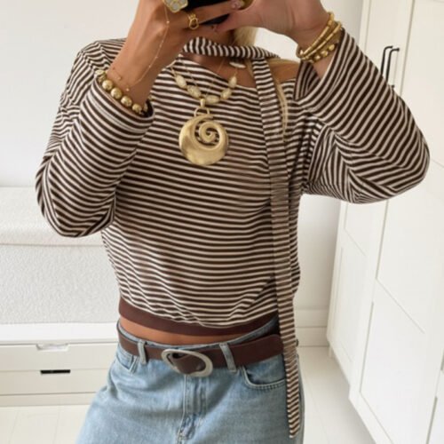 Asymmetric One‑Shoulder Scarf Knit Top