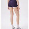 High Waist Contrast Trim Hip Lifting Nude-Feel Yoga Shorts for Women