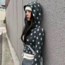 Retro Contrast Color Slim Fit Zip-Up Hoodie Jacket for Women