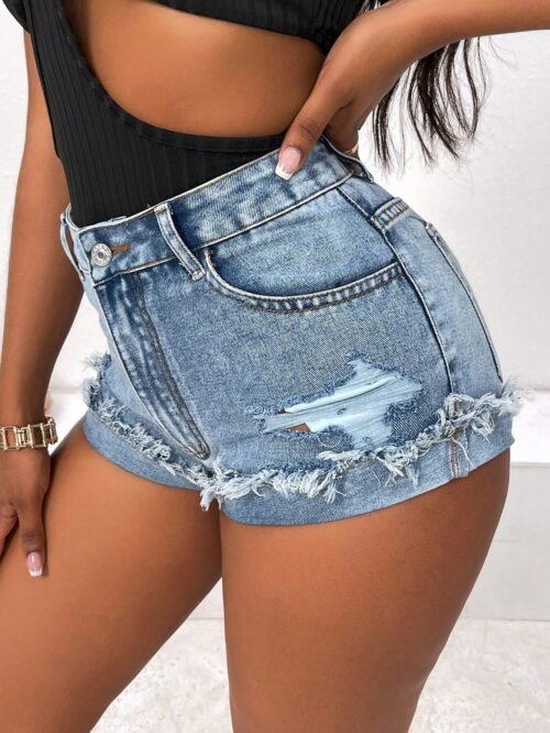 Slim Fit Sexy Denim Shorts for Women – Curve-Enhancing Style