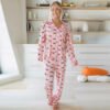 Cute Halloween Print Multi-Button Pajama Set for Women