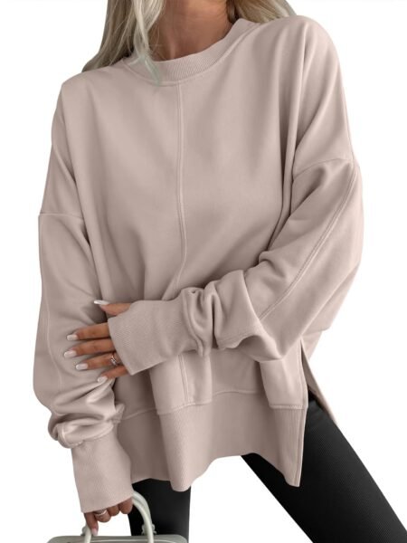 Solid Color Loose Sports Long Sleeve Pullover Sweatshirt