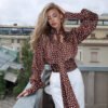 Elegance Polka Dot Hollow Out Long Sleeve Shirt Women Retro Casual Design Blouse